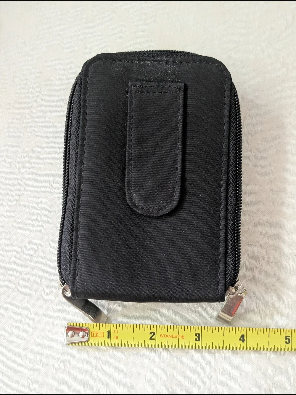 TravelTrend Black Nylon Zip-Around Travel Passport & ID Holder Wallet Organizer